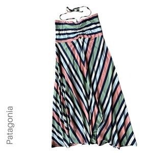 PATAGONIA NWOT STRIPED CONVERTIBLE HALTER NECK MIDI DRESS ORGANIC COTTON SMALL
